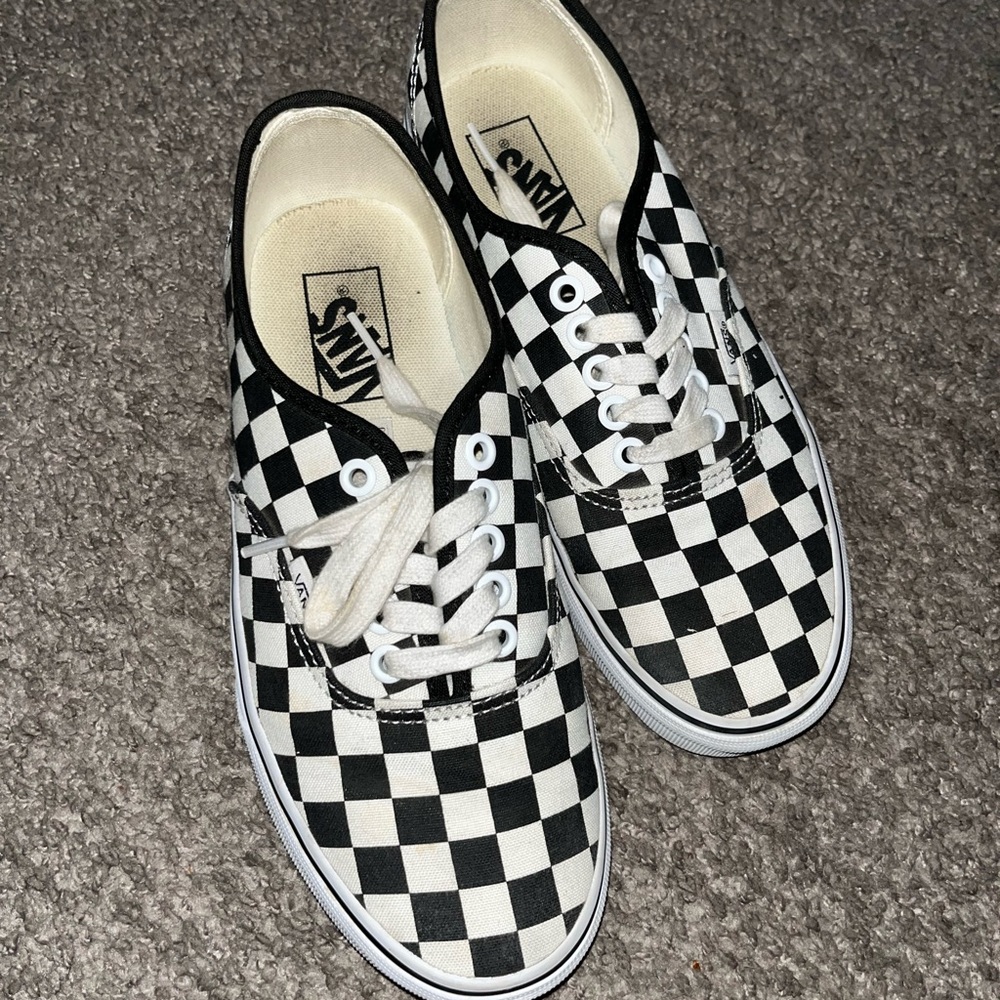 lightly used lace up checkerboard vans